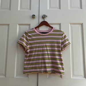 striped slightly cropped tee